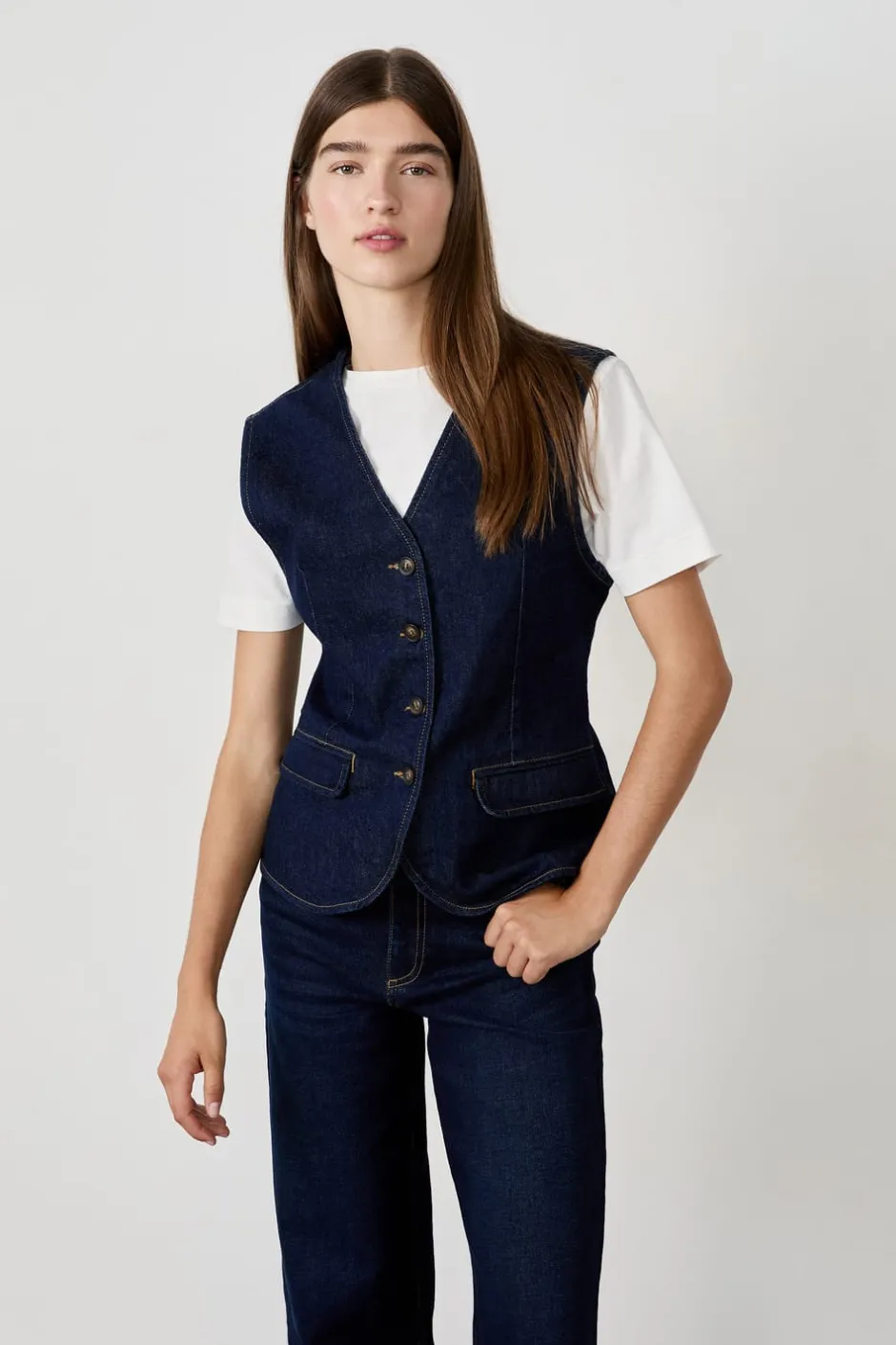 ETAM Chaquetas Sin Mangas|Chaquetas Vaqueras|Chaleco sin mangas con botones VAQUEROS