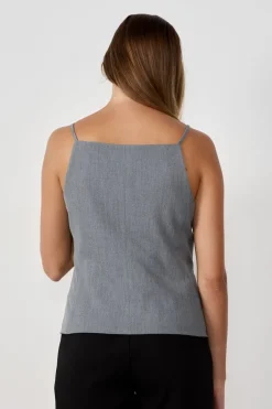 ETAM Chaquetas Sin Mangas|Sin Mangas|Chaleco sin mangas con botones GRIS CLARO