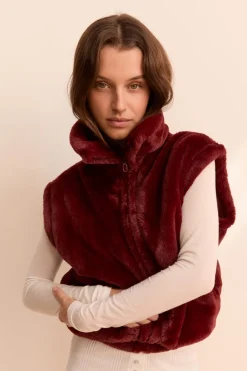 ETAM Homewear|Los Pijamas Más Responsables|Chaleco sin mangas con efecto polar BURDEOS GRANATE