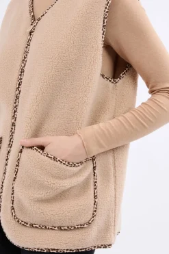 ETAM Pijamas Calentitos|Ponchos, Sudaderas Y Chaquetas|Chaleco sin mangas con efecto sherpa BEIGE