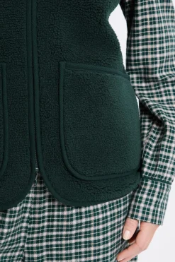 ETAM Pijamas Calentitos|Ponchos, Sudaderas Y Chaquetas|Chaleco sin mangas con efecto sherpa ESMERALDA