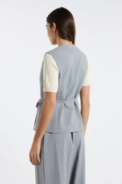 ETAM Chaquetas Sin Mangas|Sin Mangas|Chaleco sin mangas con lazada GRIS