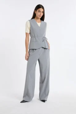ETAM Chaquetas Sin Mangas|Sin Mangas|Chaleco sin mangas con lazada GRIS