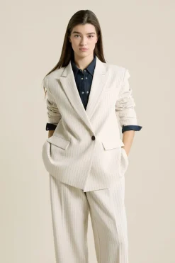 ETAM Chaquetas|Blazers|Chaqueta blazer oversize a rayas IMP FD crudo