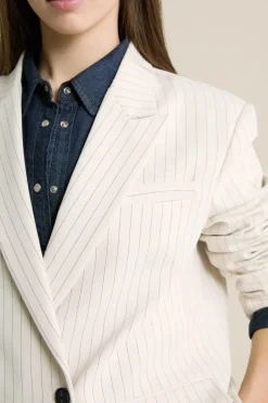 ETAM Chaquetas|Blazers|Chaqueta blazer oversize a rayas IMP FD crudo