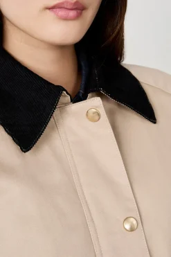 ETAM Chaquetas|Chaqueta con cuello de terciopelo y corte recto LISTO PARA TE&Ntilde;IR