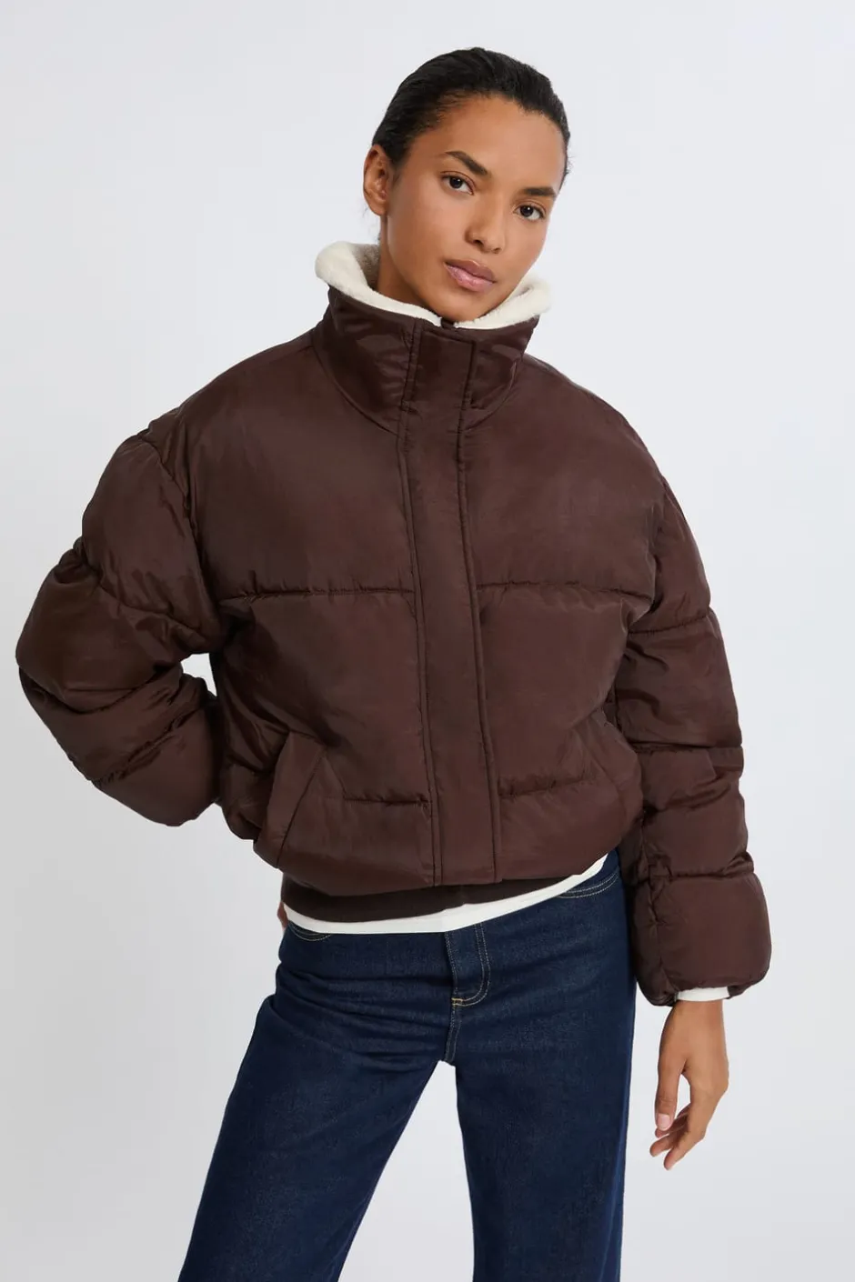 ETAM Abrigos Cortos|Plumíferos|Chaqueta corta acolchada MARRÓN