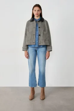 ETAM Chaquetas|Chaqueta corta de jacquard con lana BEIGE