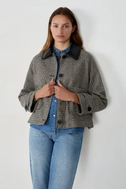 ETAM Chaquetas|Chaqueta corta de jacquard con lana BEIGE