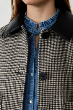 ETAM Chaquetas|Chaqueta corta de jacquard con lana BEIGE