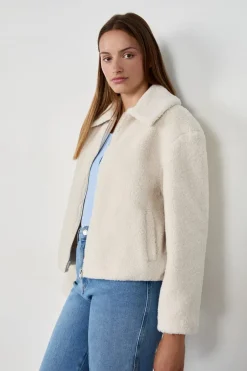 ETAM Chaquetas|Abrigos Cortos|Chaqueta de piel sintética BLANCO