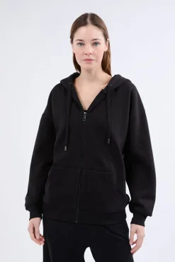 ETAM Homewear|Ponchos, Sudaderas Y Chaquetas|Chaqueta de punto de manga larga con capucha NEGRO