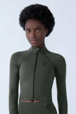 ETAM Tops Deporte|Braguitas Deportivas|Chaqueta deportiva de manga larga KAKI