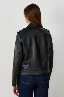 ETAM Chaquetas|Chaqueta efecto cuero NEGRO