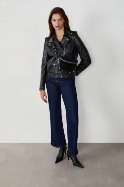 ETAM Chaquetas|Chaqueta efecto cuero NEGRO