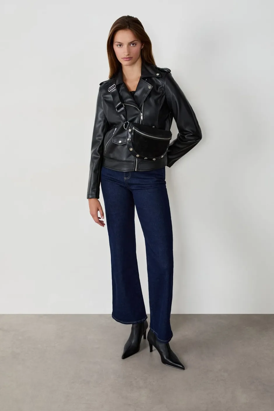 ETAM Chaquetas|Chaqueta efecto cuero NEGRO