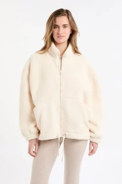ETAM Homewear|Los Pijamas Más Responsables|Chaqueta polar oversize con cuello alto y cordón crudo