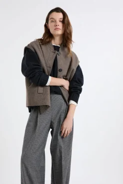 ETAM Abrigos Cortos|Abrigos|Chaqueta sin mangas con lana Topo