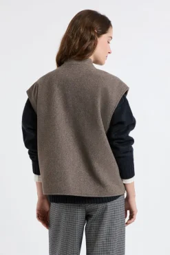 ETAM Abrigos Cortos|Abrigos|Chaqueta sin mangas con lana Topo