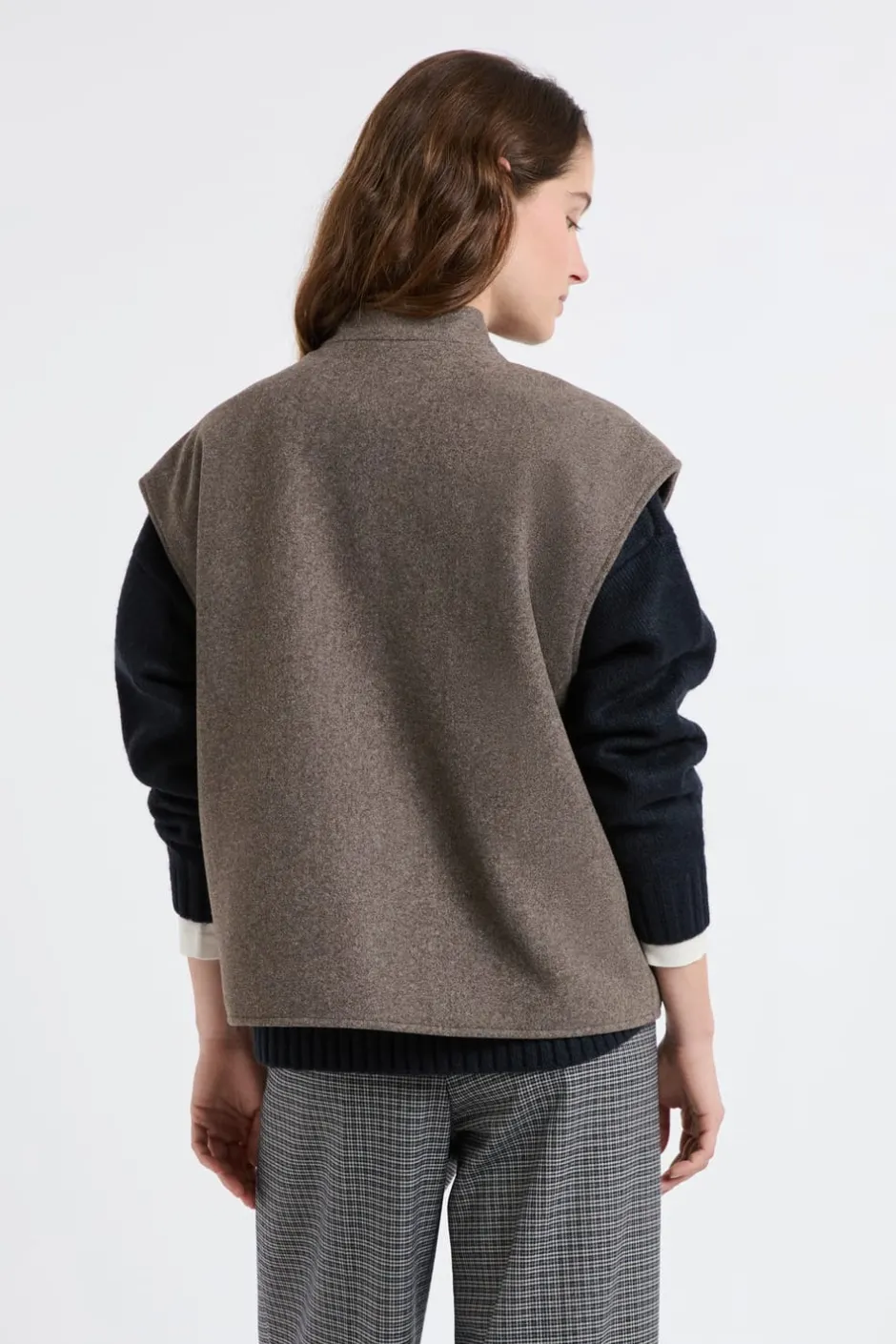 ETAM Abrigos Cortos|Abrigos|Chaqueta sin mangas con lana Topo