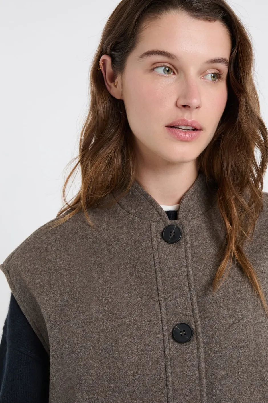 ETAM Abrigos Cortos|Abrigos|Chaqueta sin mangas con lana Topo