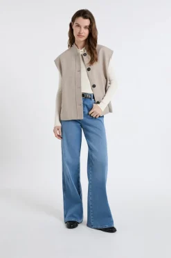 ETAM Abrigos Cortos|Abrigos|Chaqueta sin mangas con lana BEIGE