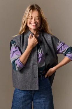 ETAM Abrigos Cortos|Abrigos|Chaqueta sin mangas con lana GRIS