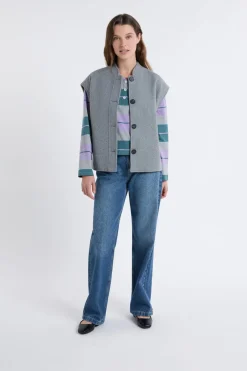 ETAM Abrigos Cortos|Abrigos|Chaqueta sin mangas con lana GRIS