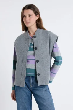 ETAM Abrigos Cortos|Abrigos|Chaqueta sin mangas con lana GRIS