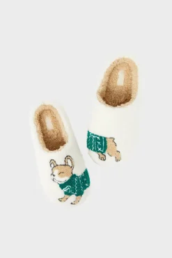 ETAM Zapatillas|Chaussons à motif bouledogue en fausse fourrure MARRON