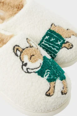 ETAM Zapatillas|Chaussons à motif bouledogue en fausse fourrure MARRON