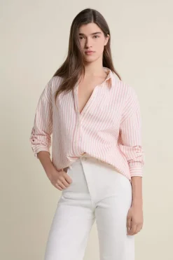 ETAM Camisas Y Blusas Estampadas|Camisas Fluidas|Chemise à rayures JAUNE PALE