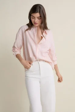 ETAM Camisas Y Blusas Estampadas|Camisas Fluidas|Chemise à rayures JAUNE PALE