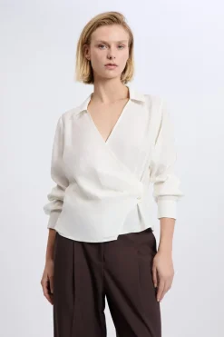 ETAM Camisas Fluidas|Camisas Chic|Chemise cache-cœur ECRU