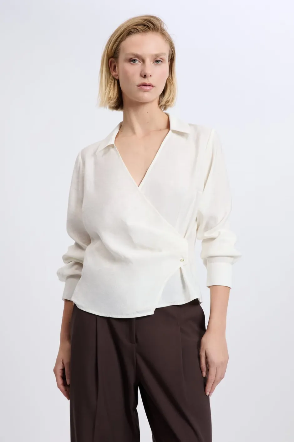 ETAM Camisas Fluidas|Camisas Chic|Chemise cache-cœur ECRU