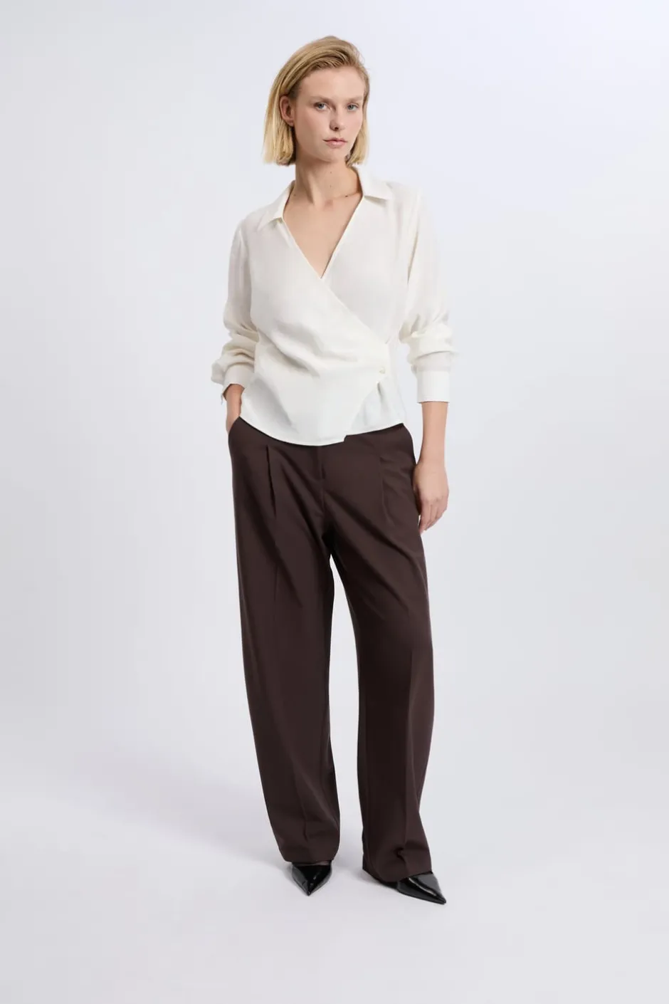 ETAM Camisas Fluidas|Camisas Chic|Chemise cache-cœur ECRU
