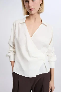 ETAM Camisas Fluidas|Camisas Chic|Chemise cache-cœur ECRU
