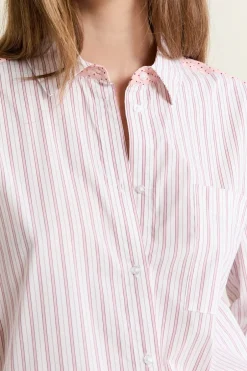 ETAM Los Pijamas Más Responsables|Partes De Arriba De Pijama|Chemise de pyjama à rayures avec coton ROSE