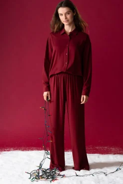 ETAM Los Pijamas Más Responsables|Partes De Arriba De Pijama|Chemise de pyjama manches longues BORDEAUX GRENAT