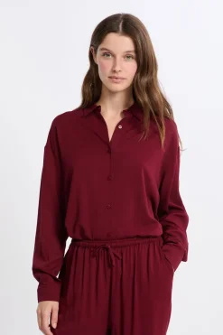 ETAM Los Pijamas Más Responsables|Partes De Arriba De Pijama|Chemise de pyjama manches longues BORDEAUX GRENAT