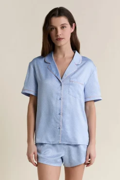 ETAM Partes De Arriba De Pijama|Chemise de pyjama satinée à pois IMP BLEU VERT