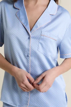 ETAM Partes De Arriba De Pijama|Chemise de pyjama satinée à pois IMP BLEU VERT