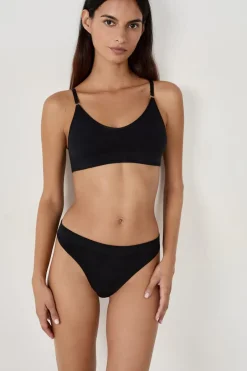 ETAM Tanga Brasileño|Cómodo tanga de algodón NEGRO