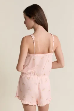 ETAM Los Pijamas Más Responsables|Monos|Combishort à bretelles avec motifs IMP FOND ROSE