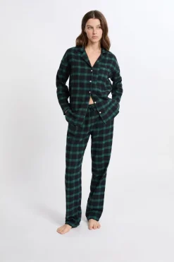 ETAM Los Pijamas Más Responsables|Pijamas 2 Y 3 Piezas|Conjunto de pijama de 2 piezas a cuadros de algodón MARINO