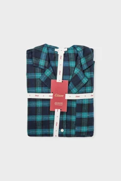 ETAM Los Pijamas Más Responsables|Pijamas 2 Y 3 Piezas|Conjunto de pijama de 2 piezas a cuadros de algodón MARINO