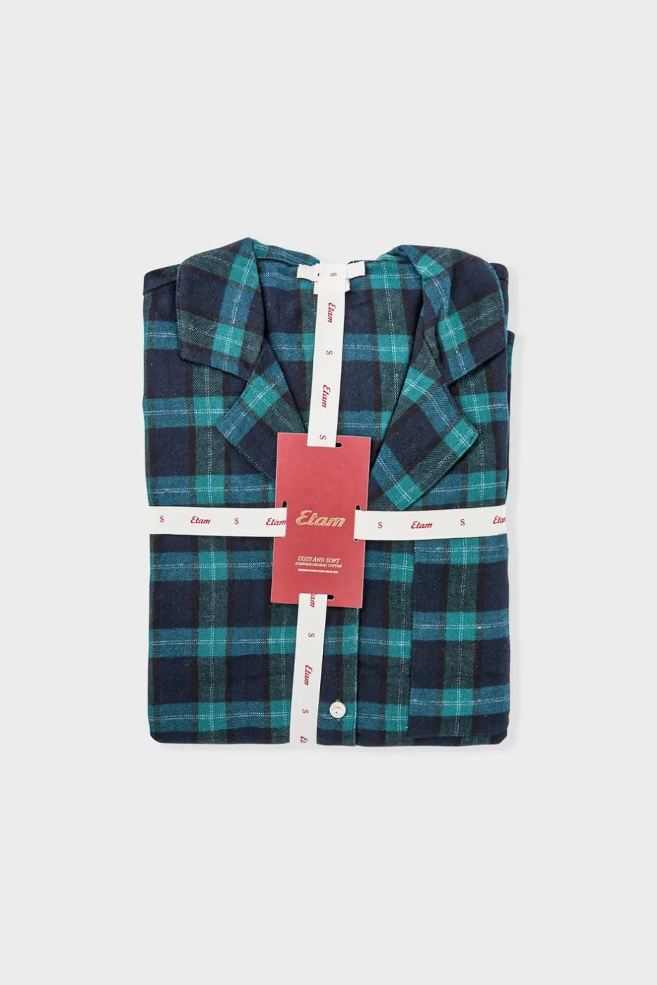 ETAM Los Pijamas Más Responsables|Pijamas 2 Y 3 Piezas|Conjunto de pijama de 2 piezas a cuadros de algodón MARINO