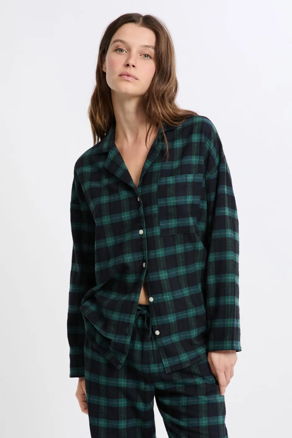 ETAM Los Pijamas Más Responsables|Pijamas 2 Y 3 Piezas|Conjunto de pijama de 2 piezas a cuadros de algodón MARINO