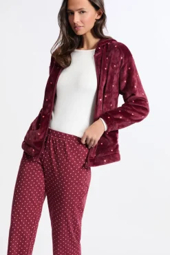ETAM Los Pijamas Más Responsables|Pijamas Calentitos|Conjunto de pijama de 3 piezas con estampado y algodón BURDEOS GRANATE