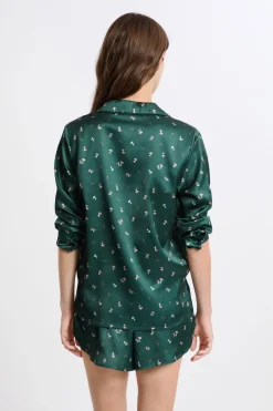 ETAM Los Pijamas Más Responsables|Pijamas 2 Y 3 Piezas|Conjunto de pijama de 2 piezas con estampado efecto satén IMP FOND VERT